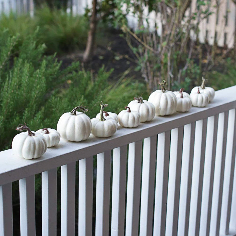 

6pcs/12pcs Set Halloween Artificial Pumpkins Decoration Foam White Thanksgiving Autumn Harvest Mini Pumpkin Home Decora Prop