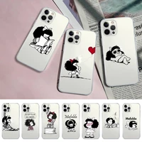 cartoon mafalda phone case for iphone 11 12 13 mini pro xs max 8 7 6 6s plus x 5s se 2020 xr case