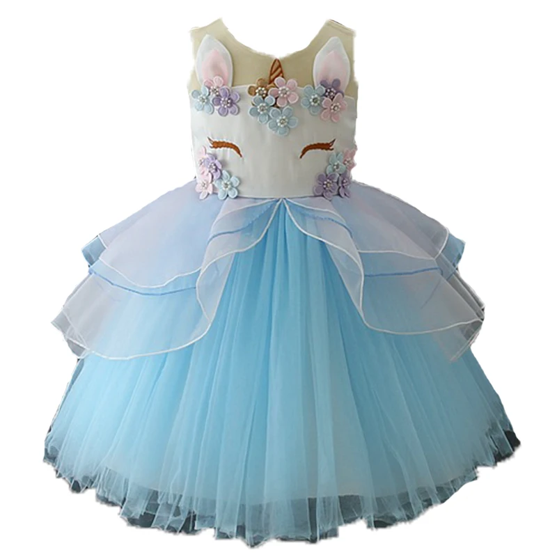 Летнее платье принцессы для девочек Детские платья с вышитыми цветами и