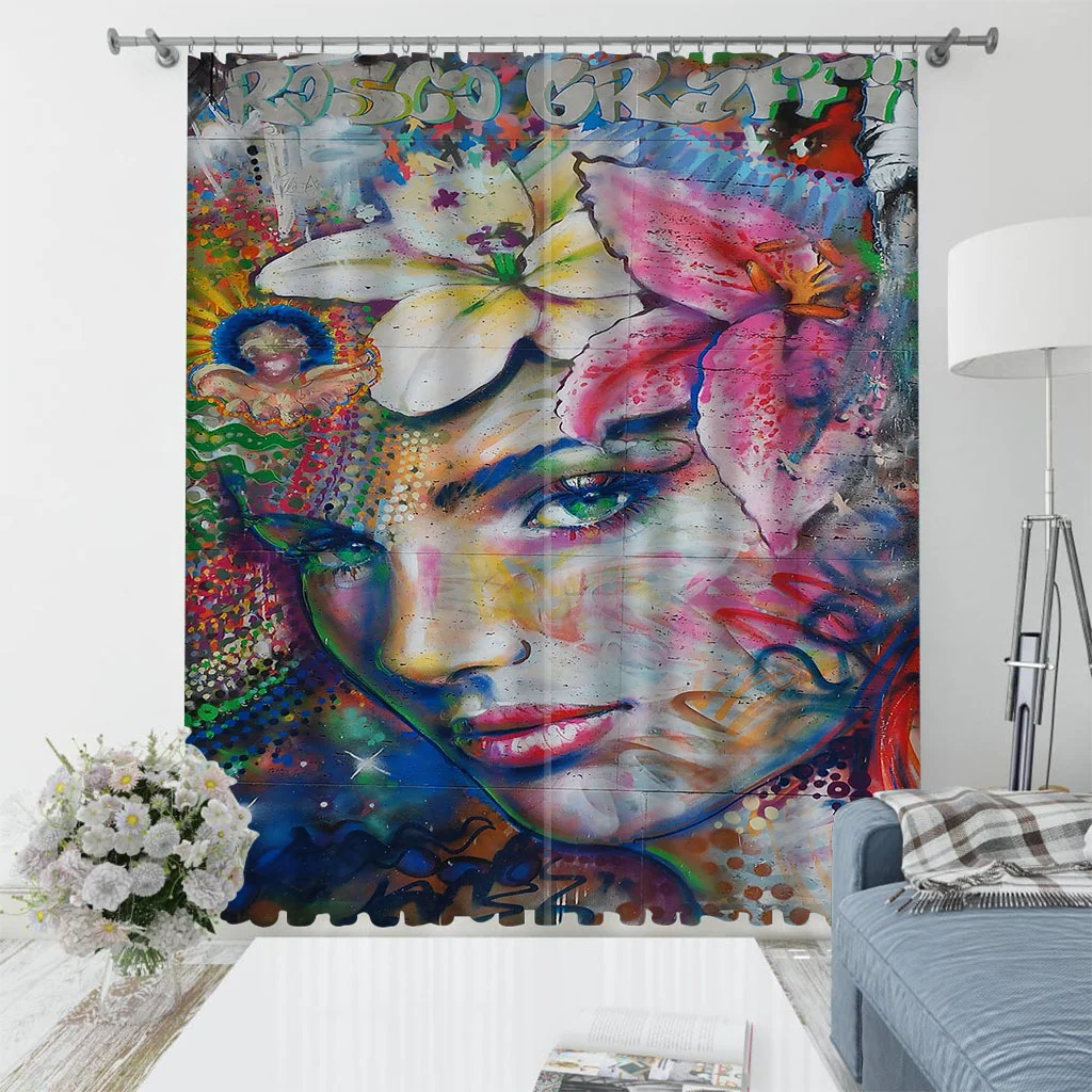 

Photo 3D Curtains for Living Room Window beauty face curtains Bedroom living room windproof thickening blackout fabric