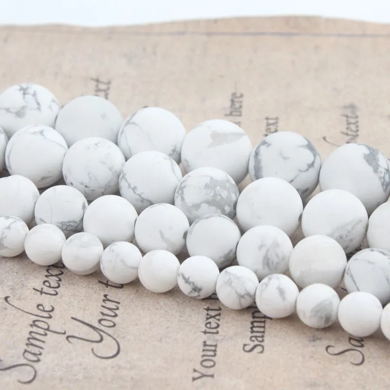 Бусины Матовые Белые из бирюзы Howlite второго поколения для изготовления ювелирных