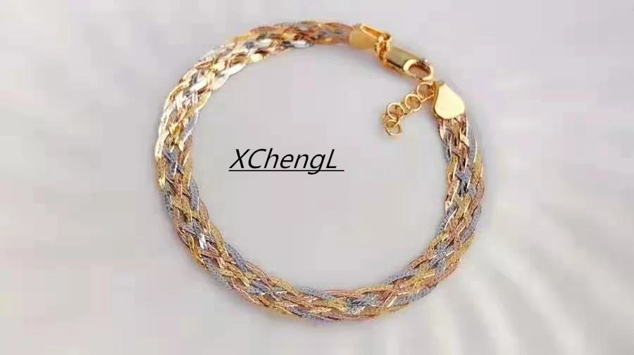 new fashion 18k real gold woven bracelet jewelry for lady&women&gift