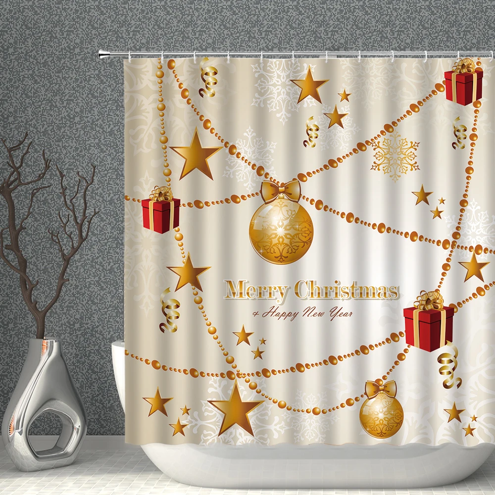

Decoration Christmas 3D Printed Shower Curtain Fabric Waterproof Quick Dry Shower Curtains For Bathroom with Hooks Decor