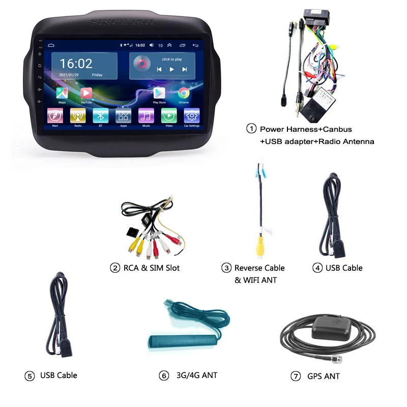 

4G Lte 2G RAM 9 Inch Android 10 Full Touch Car Multimedia System For JEEP Renegade 2016-2018 GPS Radio Navigation