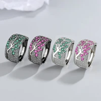 hot sell 30 silver plated fashion colorful tree shiny crystal ladies finger party rings promotion jewelry for women gift