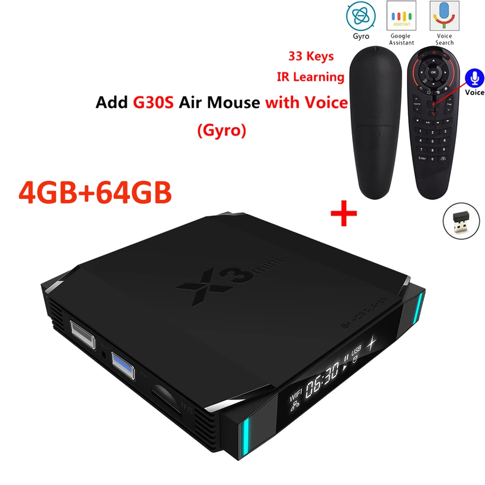 X3 мини Android ТВ приставка AmlogicS905X3 4 ГБ 32 ГБ Android 9,0 приставка 2,4G 5,8G Wifi BT4.2 Youtube Netflix медиаплеер X3 Mini - Цвет: 4GB 64GB add G30S