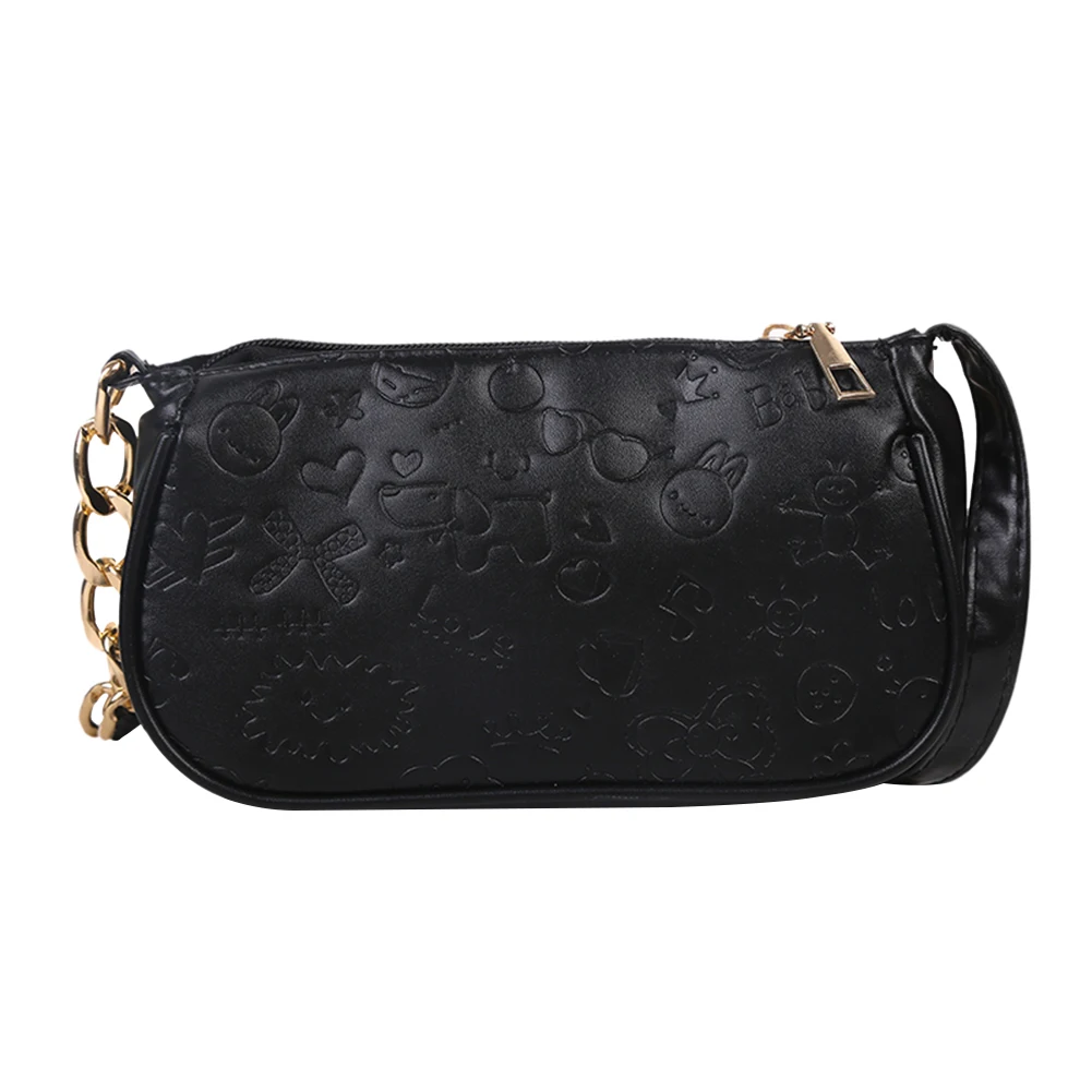 

Designer PU Chain Shoulder Underarm Bag Cartoon Embossing Mini Purse Female Casual Shoulder Handbag Small Tote Pouch