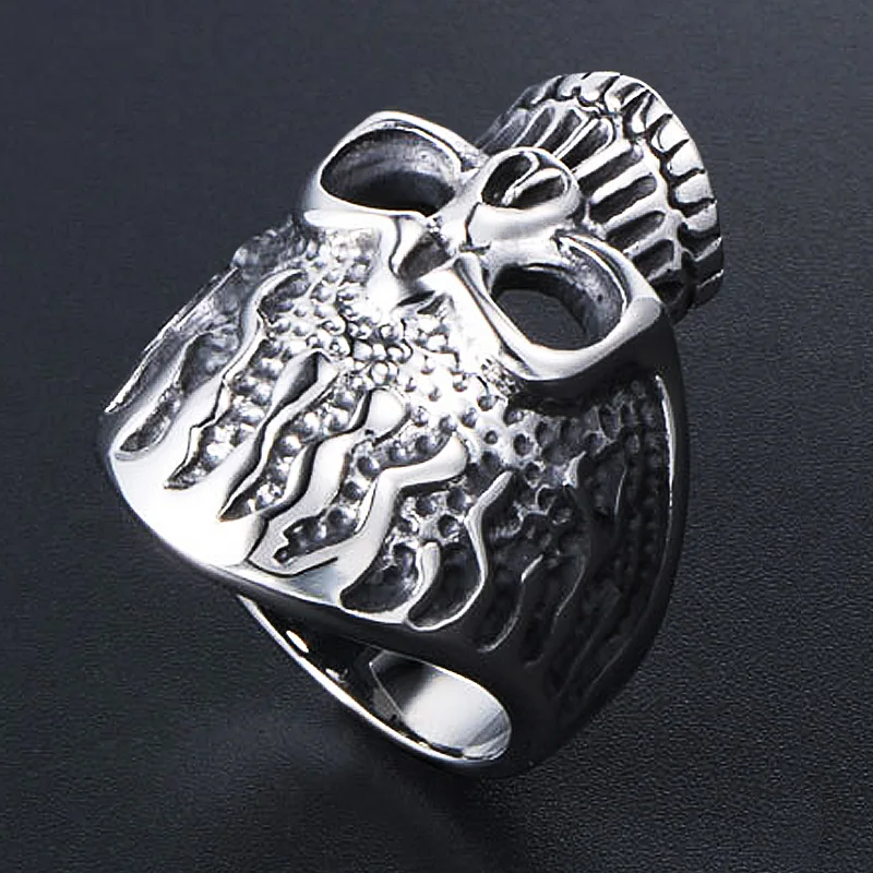 Прохладный Зло кольцо с черепом для Для мужчин и женщин 316L Нержавеющая сталь