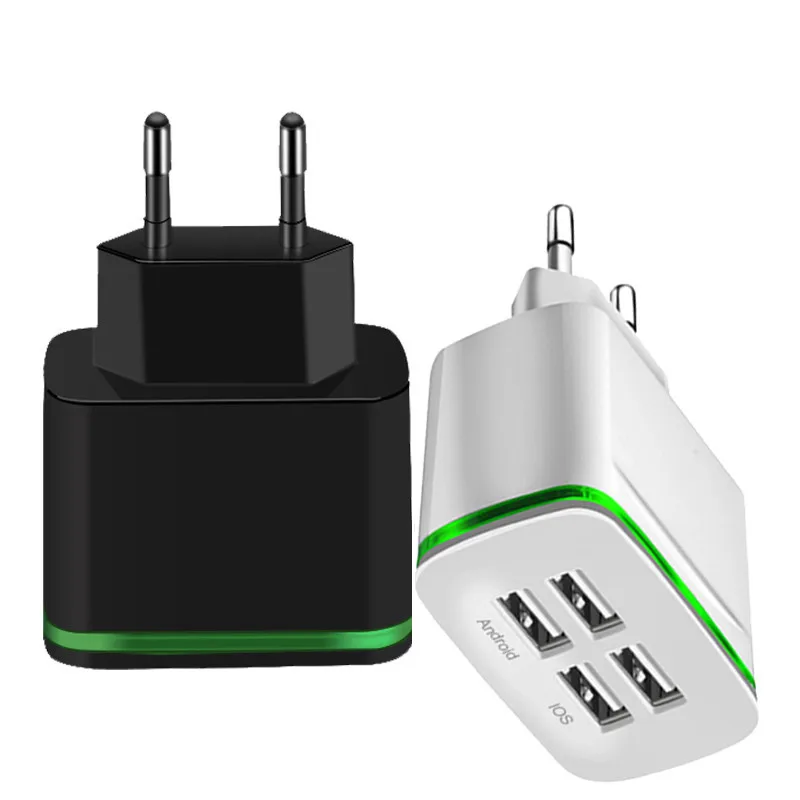 Fanshu EU Plug 4 порта USB настенное зарядное устройство светодиодный 5 в 4A Carregador Portatil