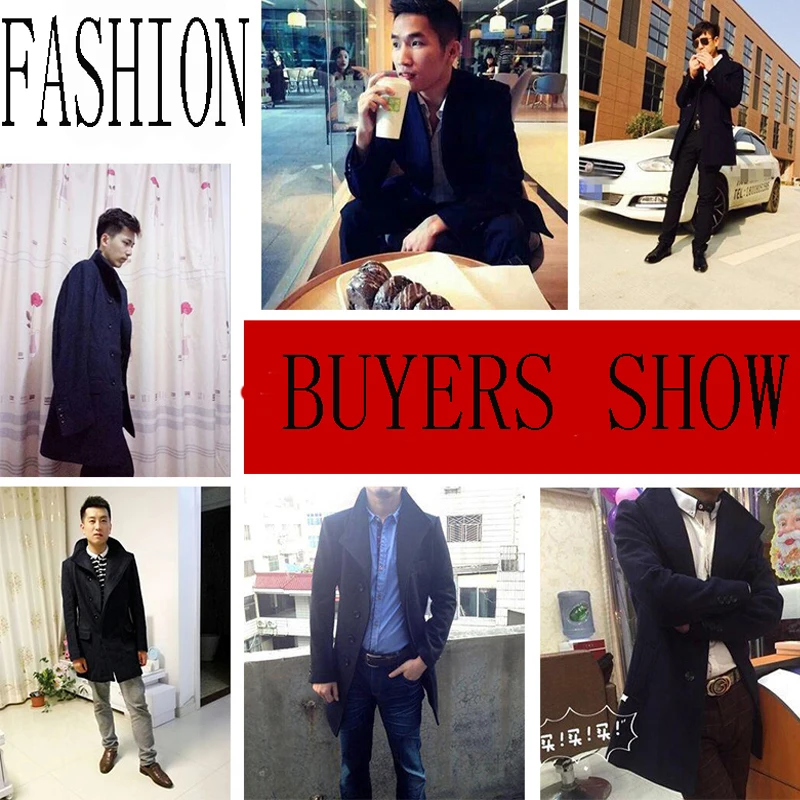 Мужской шерстяной Тренч зимнее пальто средней длины с воротником-стойкой WUJ1183 |