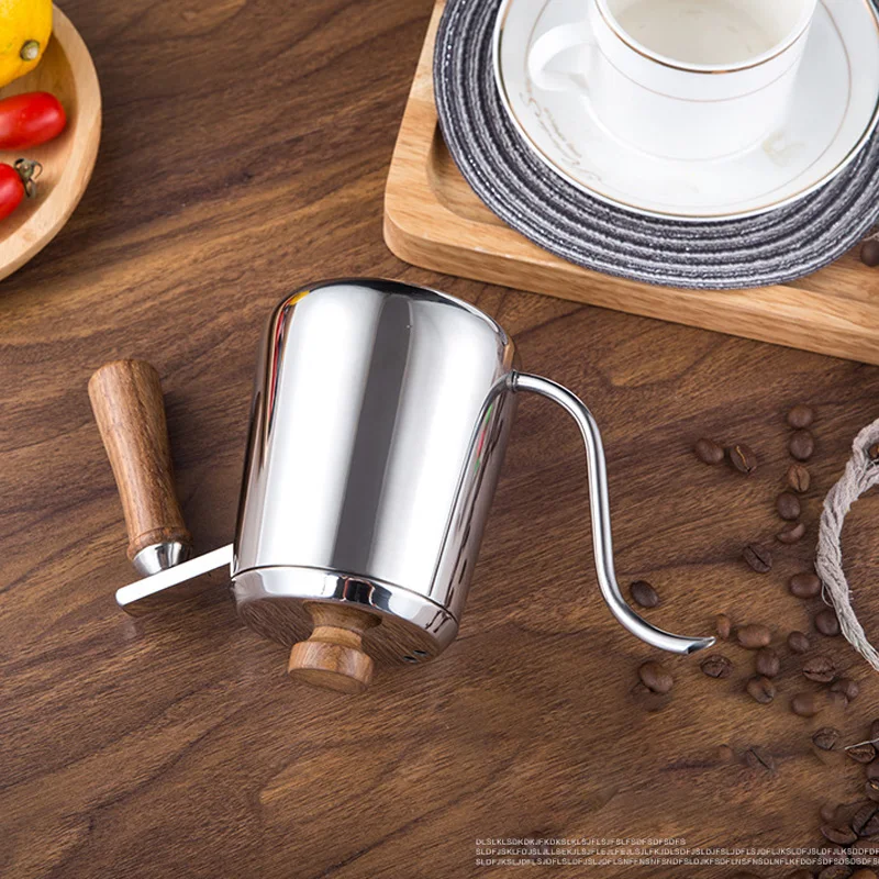 

304 Stainless Steel Drip Filter Narrow Mouth Pot Hand Coffee Pot Teapot Anti-Scald Wooden Handle Kitchen Coffee Tool Accessories