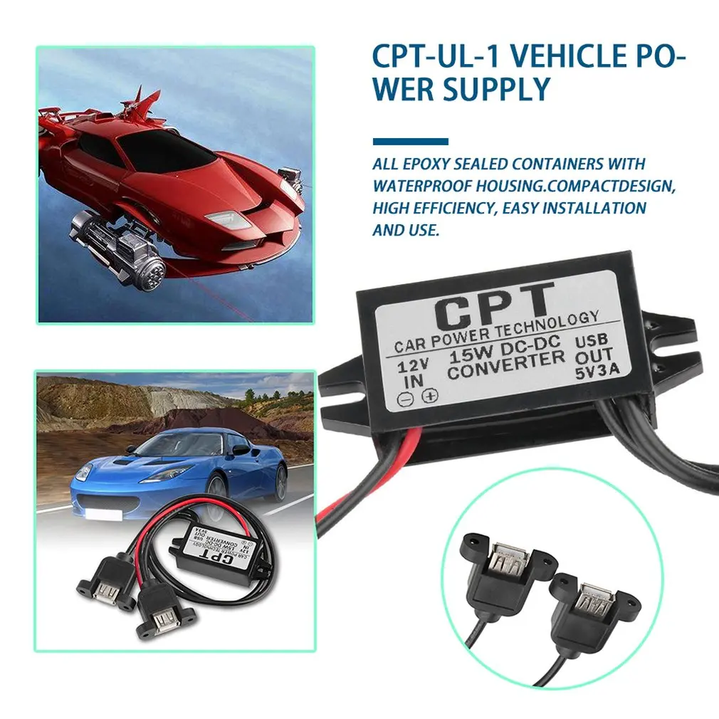 

5 Types Car Power Technology Charger DC Converter Module Single Port 12V To 5V 3A 15W with Micro USB Cable Dropshipping
