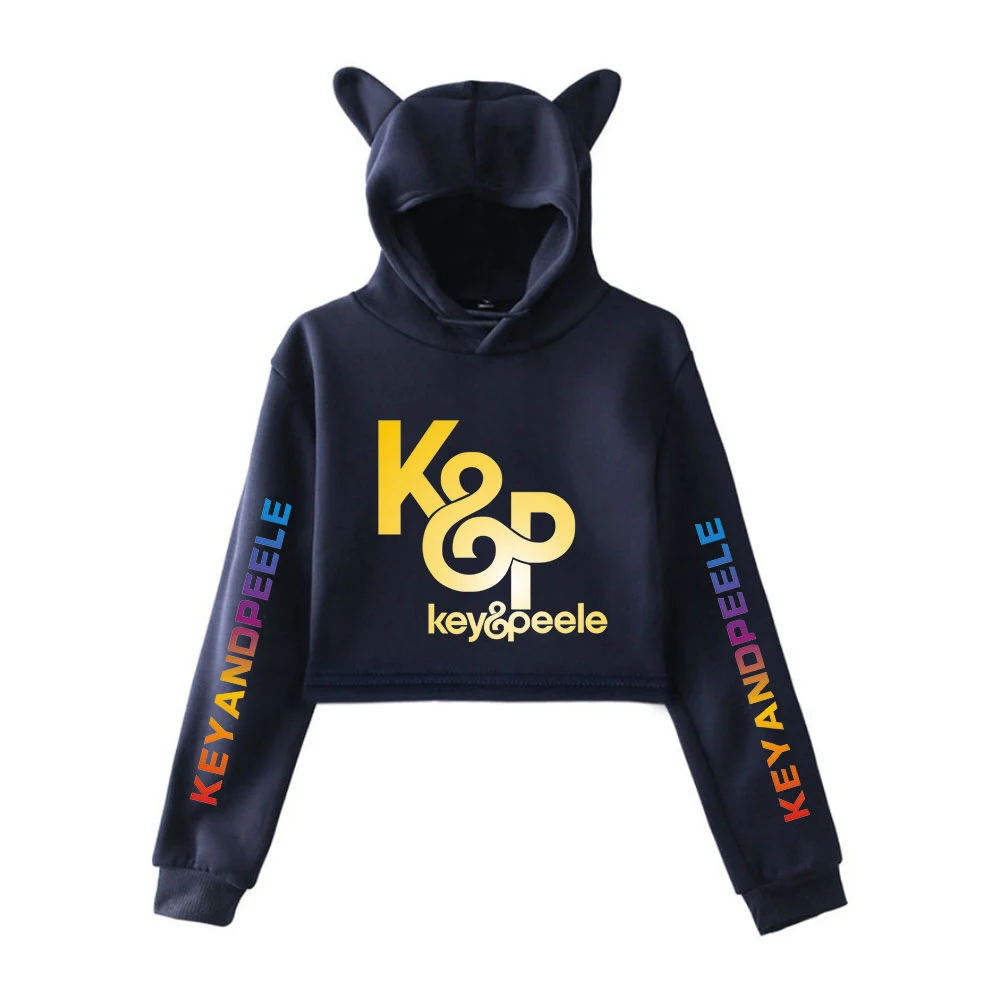 

Key and Peele Season Printed Cat Cropped Hoodies Women Long Sleeve Hooded Pullover Crop Tops Hot Sale Casual Streetwear Clothes