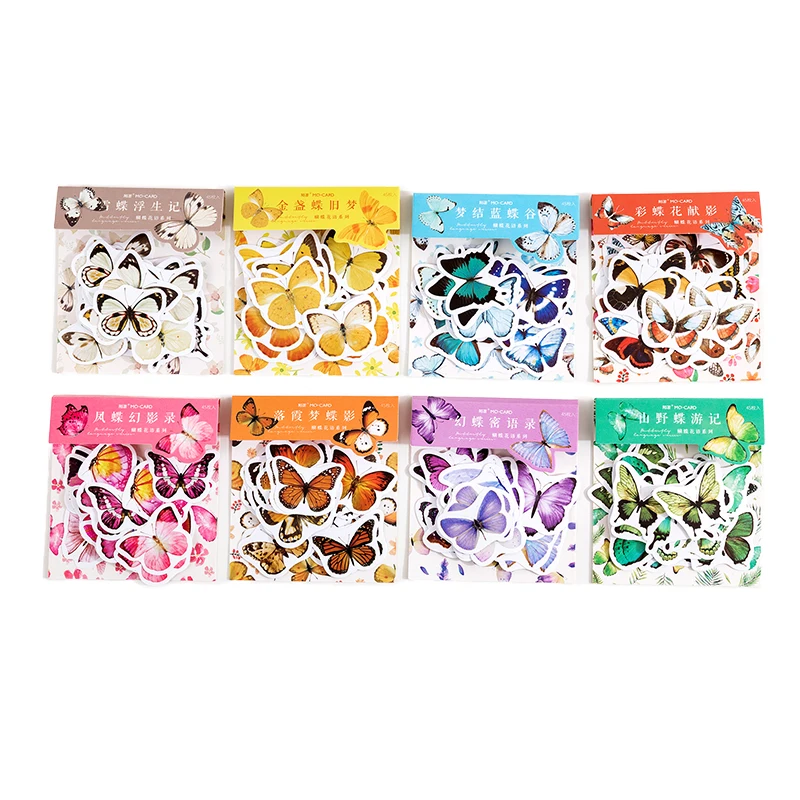 

Flying Butterfly Sticky Stickers Color Paper DIY Decoracion Scrapbooking School Stationery Supplies Sticker Flakes 45PCS