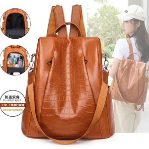women backpack large female back bag embossing pu leather plecak damski travel bags teenage girl school bag free global shipping