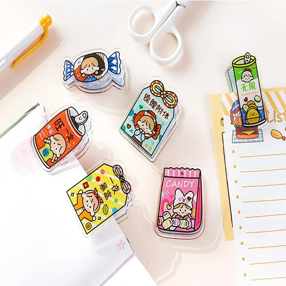 

Cute Girl Mini Decorative Acrylic Binder Clips Cute Cartoon Stationery Storage Tool Hand Account Bill Clip