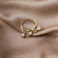2021 korean new exquisite cross star pendant ring fashion temperament versatile opening ring womens jewelry