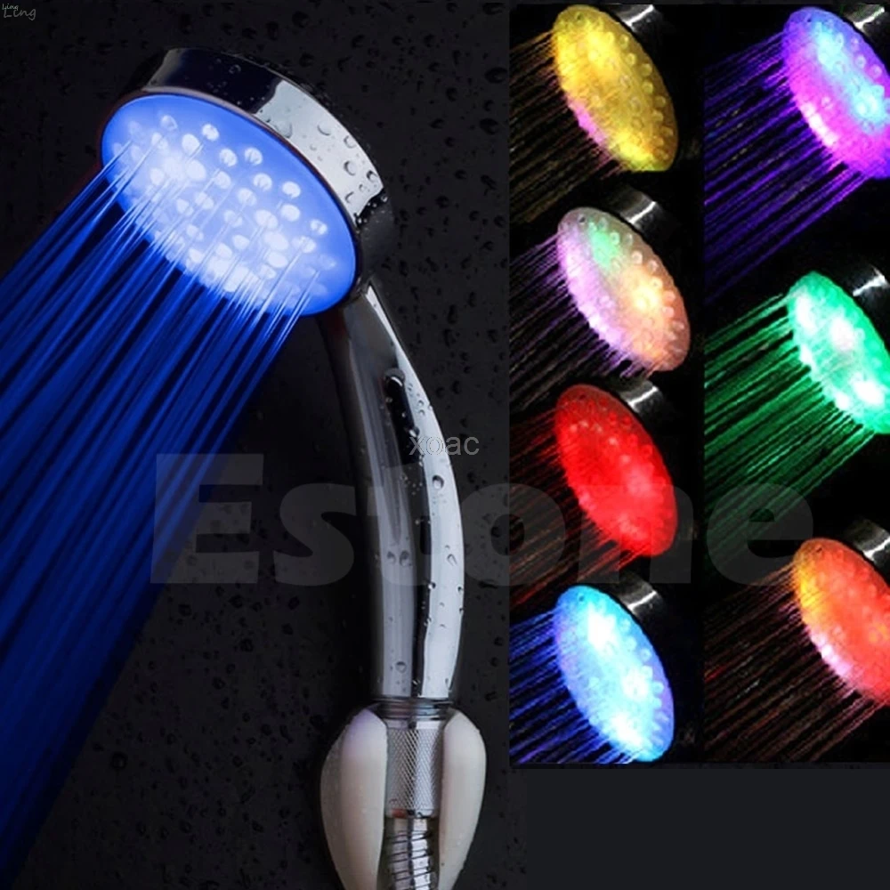 

Colorful LED Light Stainless Steel Round Rain Bathroom Shower Head M08 dropship