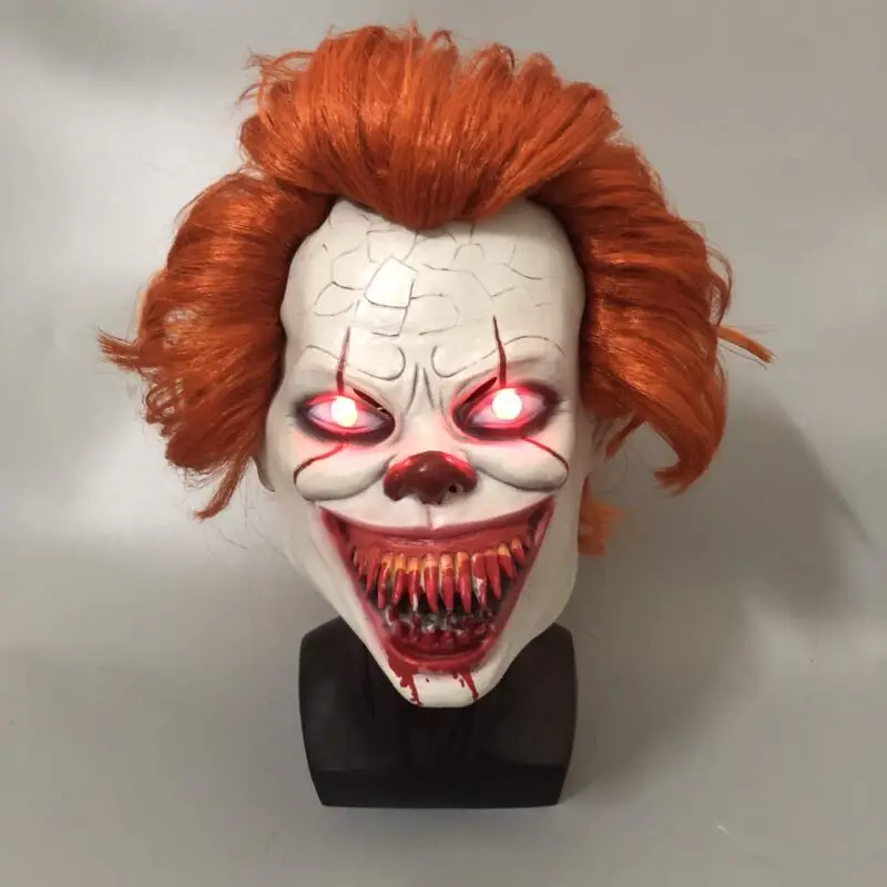 Светодиодный страшный Стивен Кинг латексная маска It Chapter 2 Pennywise клоун Косплей вспышка Хэллоуин маски кровавая вечеринка костюм реквизит