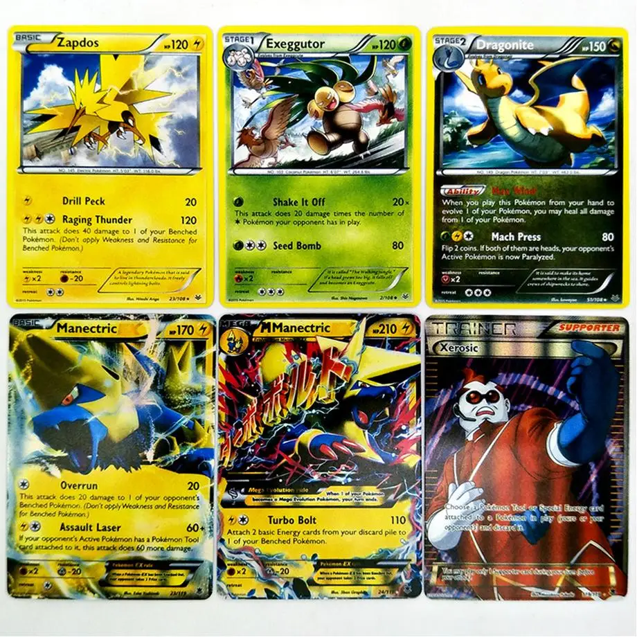 Anime 42 unids/set tarjetas Pokemon de Metal de hierro caja de TAKARA TOMY juguetes juego de batalla Pokemon Gengar Pokemon de dibujos animados ni&ntilde;os regalos de navidad-4