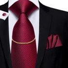 Hi-Tie Роскошный Красный Клетчатый деловой мужской галстук с цепью из шелка никель модный дизайн подарок для мужчин свадебный набор запонок