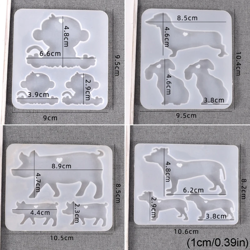 

Animals Keychain Silicone Mold Cow Wolf Duck Pig Resin Casting Molds Silicone for Keychains Pendant Jewelry Making Tools