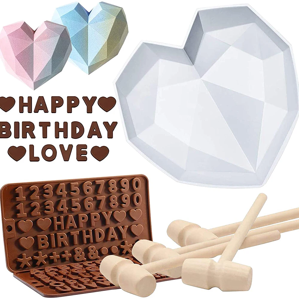 

Heart Molds for Chocolate 8.7 Inch large Silicone Cake Mold 2Pcs Silicone Letter Mold for Valentine's Day Surprise Candy Mousse