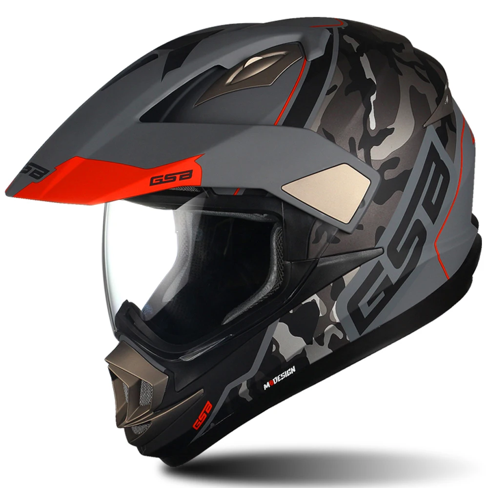 

Мотоциклетный шлем GSB ECE на все лицо, мужской Камуфляжный шлем для мотокросса, для езды по бездорожью
