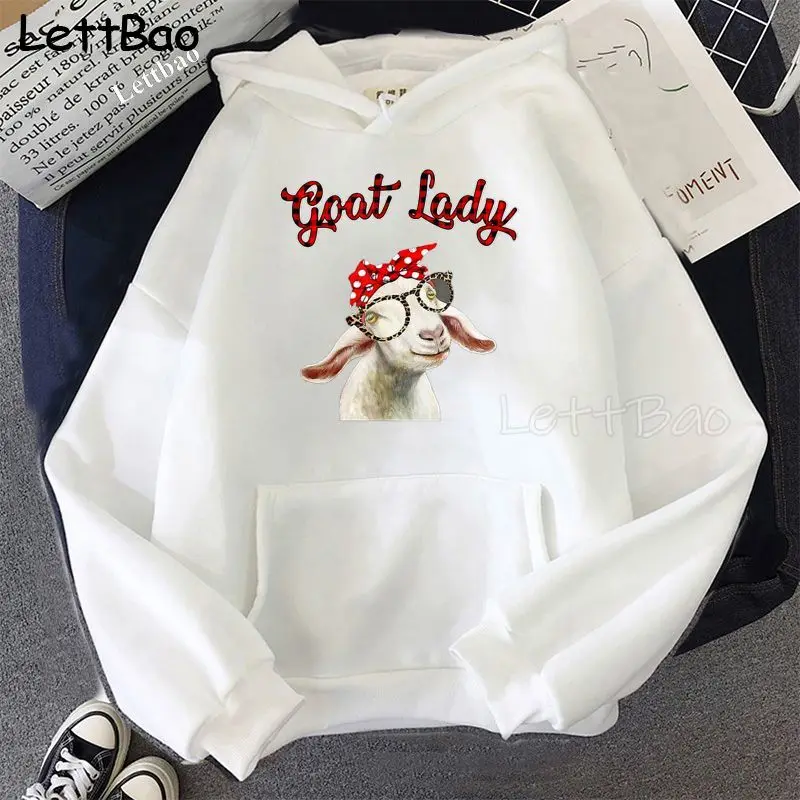 

Женская винтажная Толстовка фермерская Коза Дамская Толстовка в стиле Харадзюку женские зимние толстовки кавайная Милая уличная одежда в ...