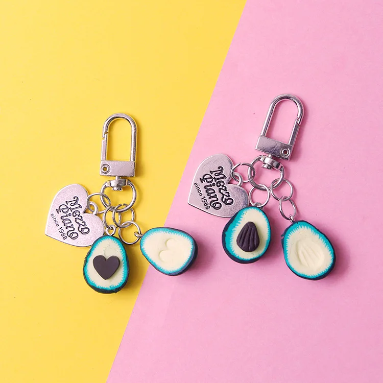 Креативная зеленая цепочка для ключей авокадо ручной работы в форме сердца