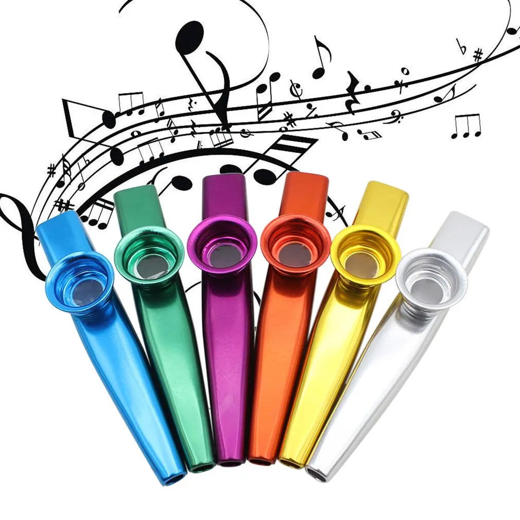 Цветные металлические музыкальные инструменты Kazoos, музыкальные инструменты Kazoos с диафрагмой, хороший компаньон для начинающих, для гитары