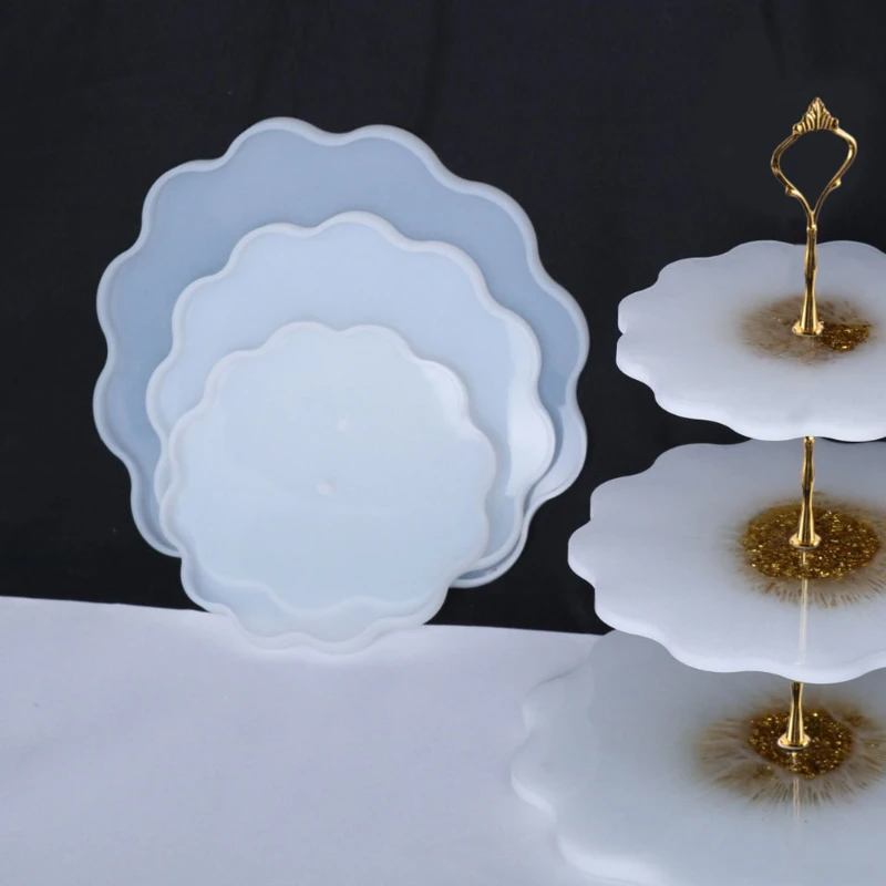 

Three-Layer Resin Mold Fruits Stands Tray Casting Silicone Mould Dessert Platter