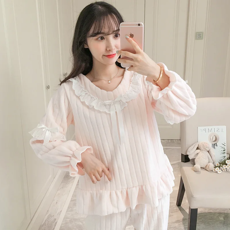 JRMISSLI Дворцовая стильная Пижама зимний удобный фланелевый пижамный комплект с