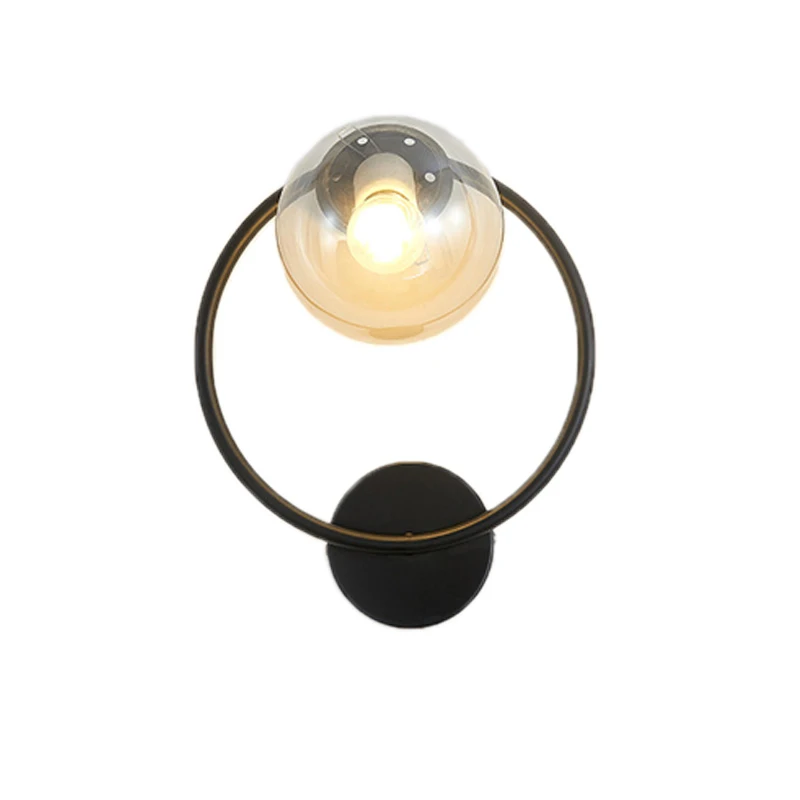 

Nordic Led Indoor Wall Lamp Black Gold Post-Modern Simple Luxury Glass Ball Wall Lights Stairs Corridor Mirror E27 AC90-260V