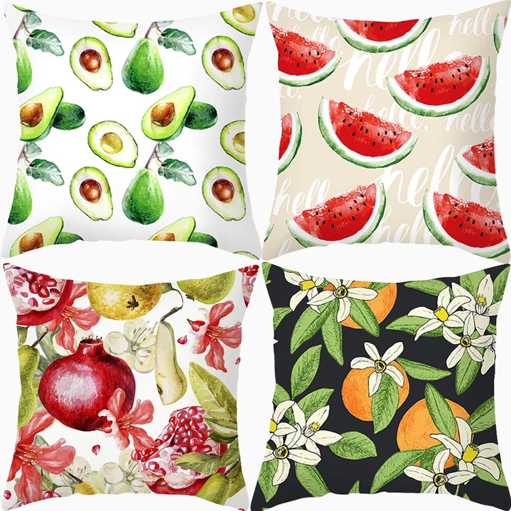 

Summer Colourful Fruit Print Pillowcase Sofa Decorative Cushion Covers Plant Ststyle Pillowcases Decor Cushion Cover For Bedside