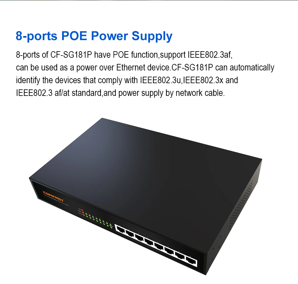 Comfast 10 портов 100 м интеллигентая (ый) коммутатор POE switch 8 + 2 порта uplink сетевой порт