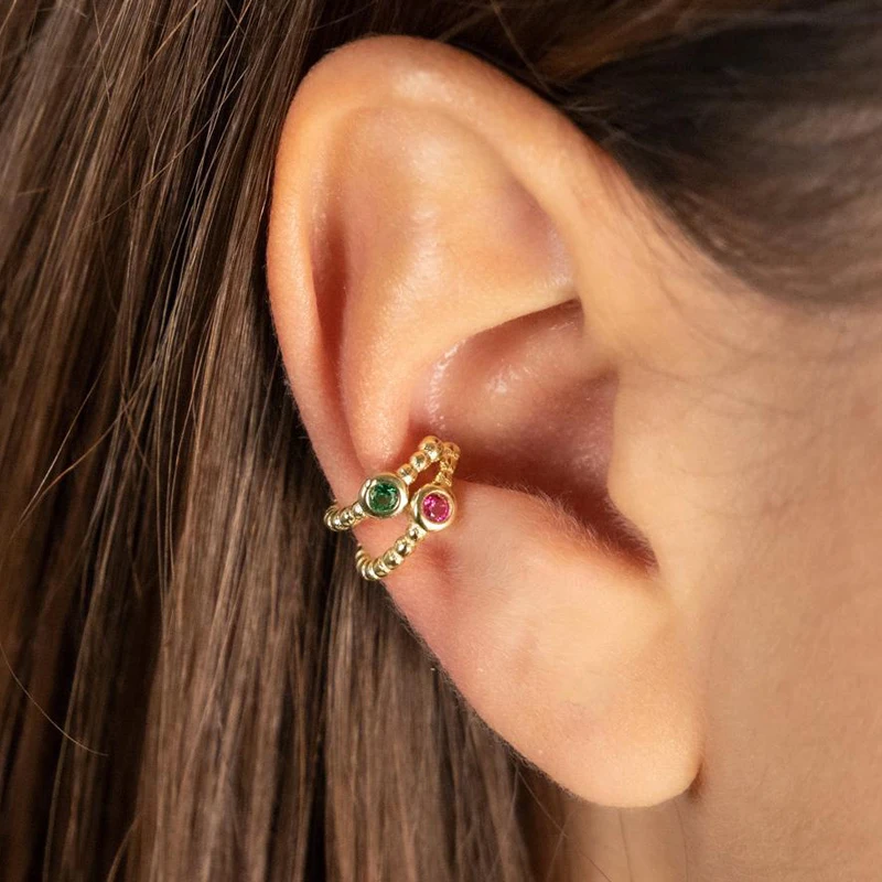 Серьги Клипсы из стерлингового серебра 925 пробы в виде ушной хрящ разных цветов с