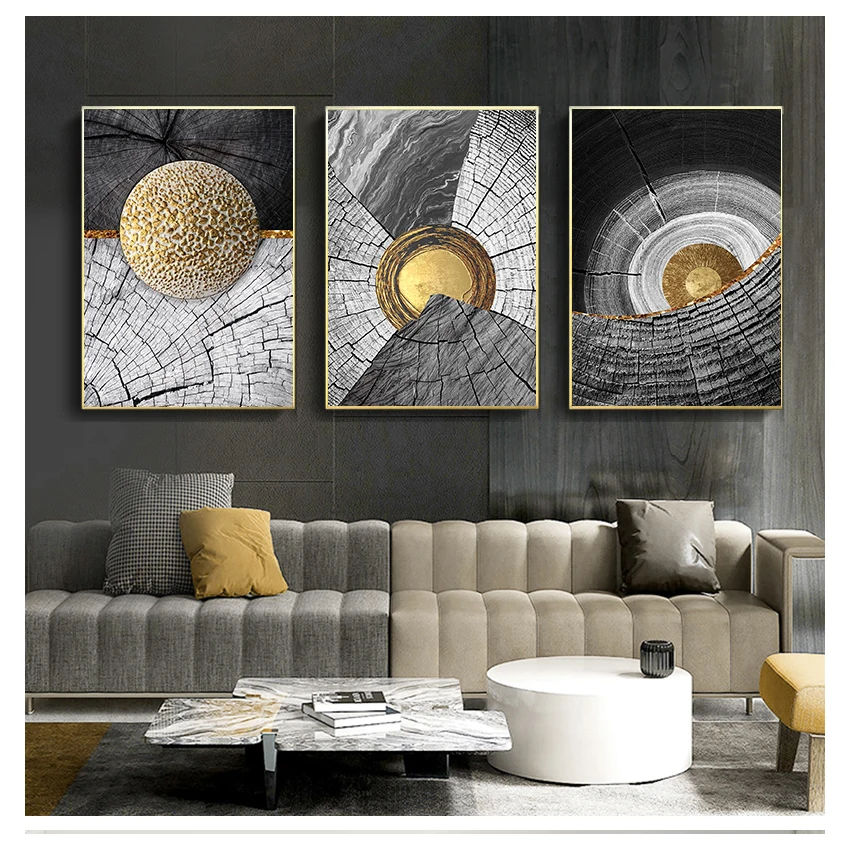

and White Wood Grain Painting Gloden Wall Art Poster Print Pictures for Living Room Home Decor Nordic Decoration Abstract Black