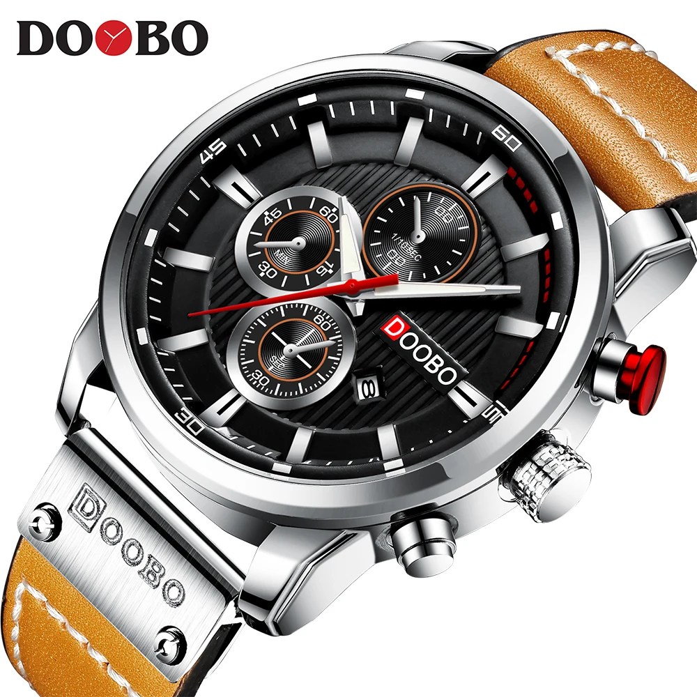 DOOBO Luxury Brand Men Analog Leather Sports Watches Men's Army Military Watch Male Date Quartz Clock Relogio Masculino D042 | Наручные
