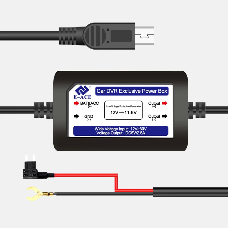 E-ACE Buck Line 3.5 Meter Car Charger Hard Wire Hardwire Kit for Dash Cam Reaview Mirror 24H Parking Monitoring Cars Accessories |