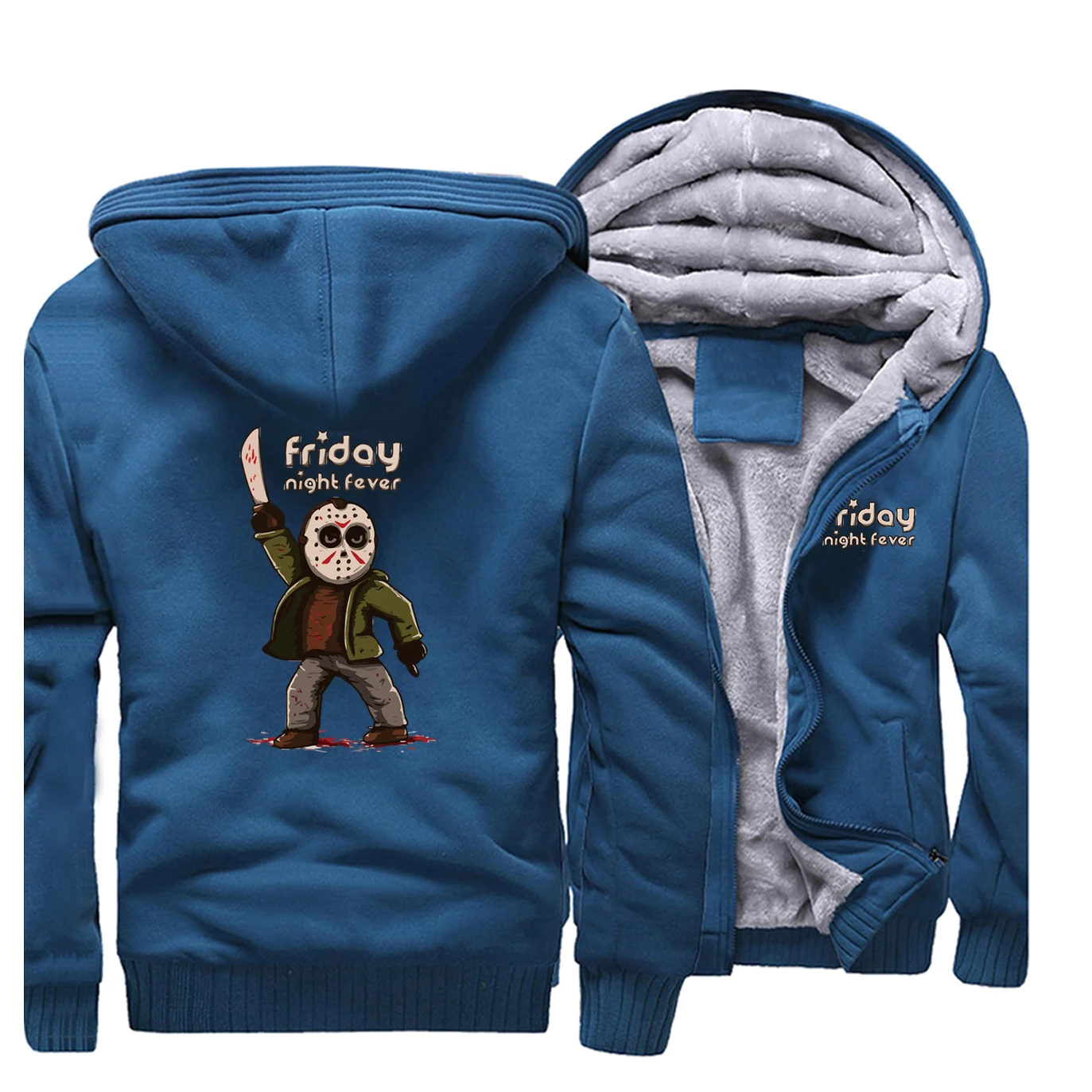 

HORROR PRISON FRIDAY THE 13TH Jackets Men Sweatshirts Hoodies Winter Thick Zipper Friday Night Fever Funny Coat Print Sportswear