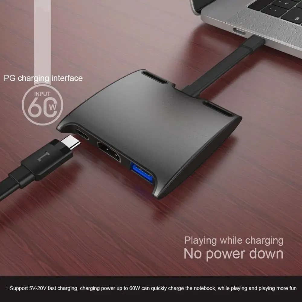 

New Syle Portable Type-C adapter type c to hdmi/usb-c hub Multifunctional Durable Compatible Type-c Adapter with PD charging
