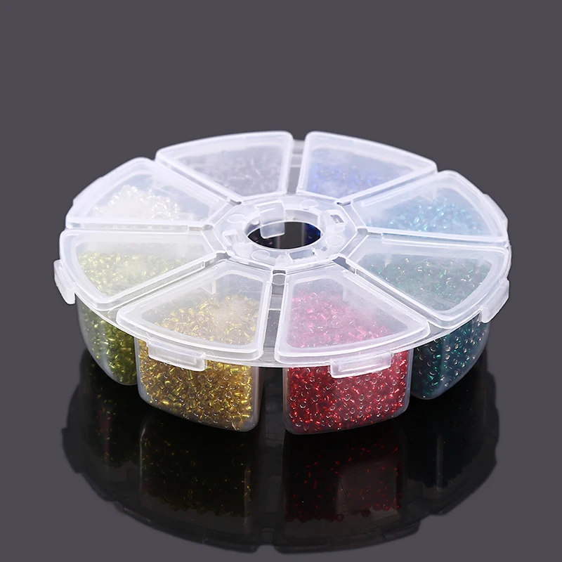 

1 Box Mixed Color Glass Seed Beads Transparent Silver Lined Loose Spacer Mini Glass Seed Beads Cross Stitch