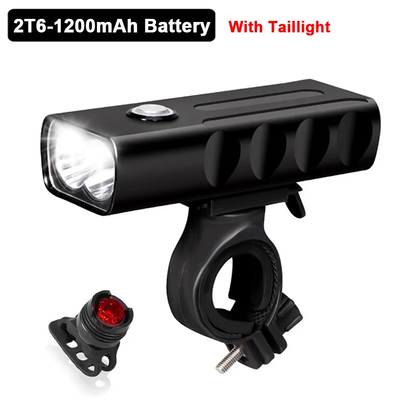 2T6x3hourxTaillight L2/T6 велосипедный светильник с подзарядкой от USB 5200 мАч Внешний аккумулятор велосипедный светильник водонепроницаемый велосипедный светодиодный налобный фонарь задний светильник на выбор - Цвет: 2T6x3hourxTaillight