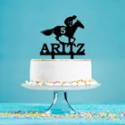 Персонализированные мужские имя возраст Ковбой езда лошадь день рождения торт Топпер для мужчин день рождения торт украшения Топпер YC094