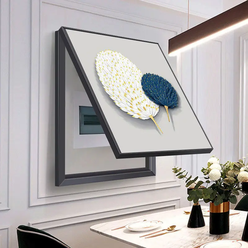 Вертикальный современный фотобокс с подсветкой абстрактное перо без отверстий