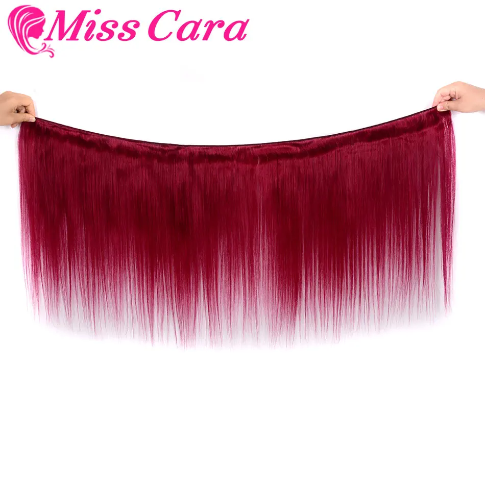 Miss Cara перуанские прямые волосы 3 пучка с закрытием 99J # бордовый человеческие