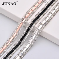 junao 5 yard8mm clear black champagne hotfix glass rhinestone chain crystal ribbon applique strass banding for clothing