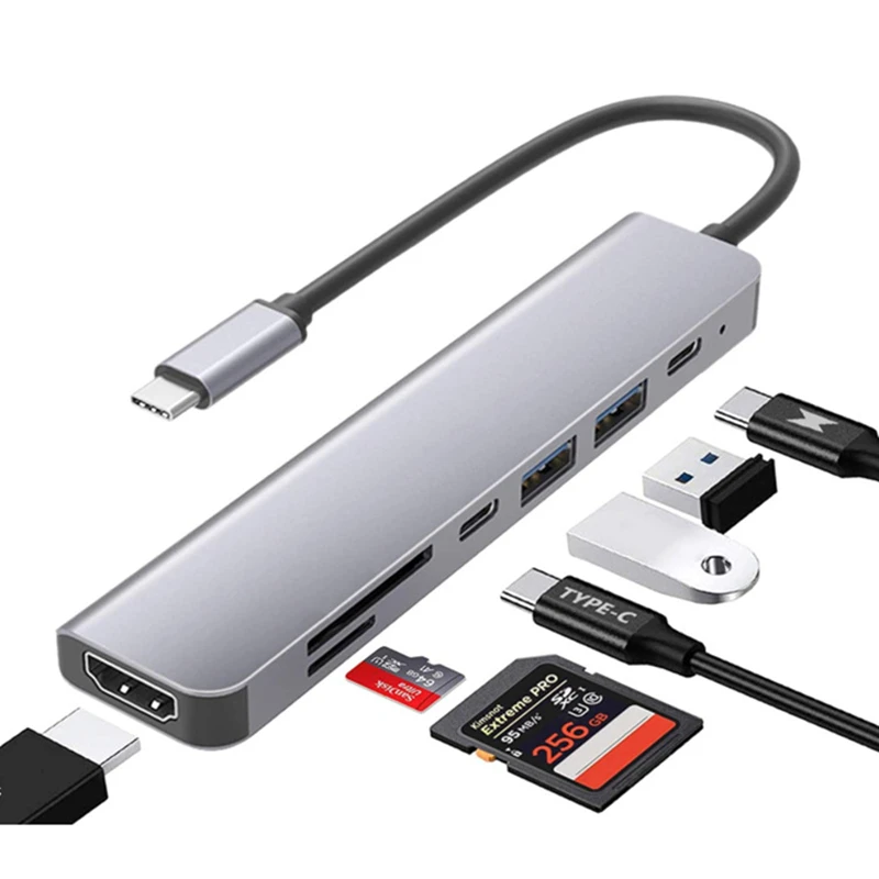 Док-станция для MacBook Samsung S20 Dex Xiaomi 10 USB 3 0 C/RJ45 Gigabit Lan 4K HDMI VGA SD TF | Электроника