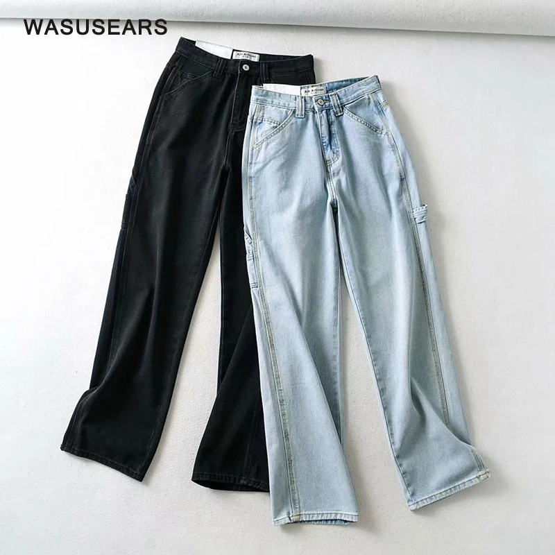 Женские джинсы с высокой талией брюки карго винтажные мешковатые черного цвета